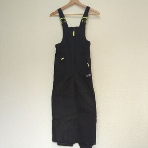 Black Snow Bib Overalls with Neon Accents